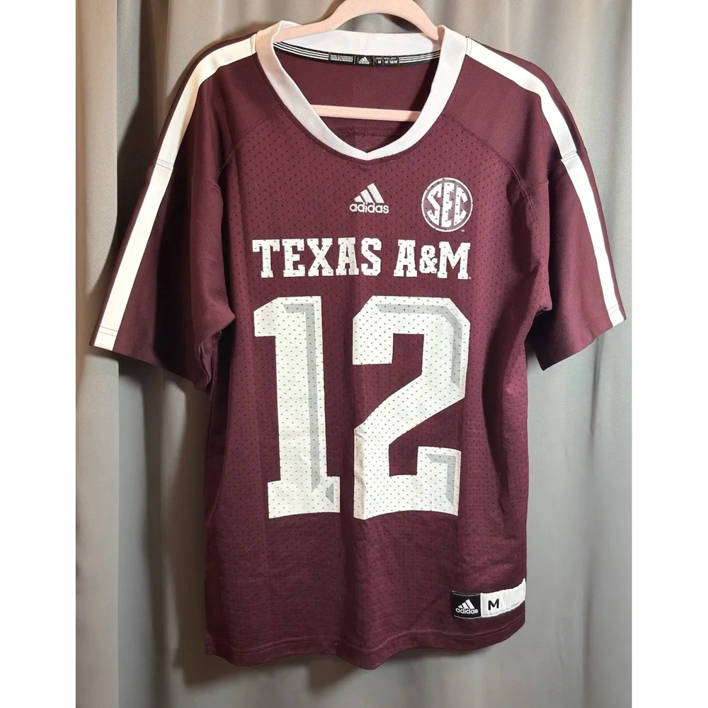 adidas Texas A&M Aggies Maroon SEC 12th Man Football Jersey #12 Size M
